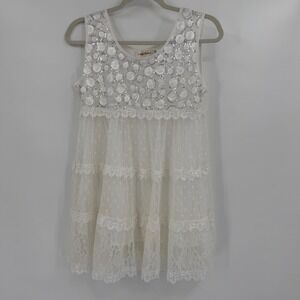 Y2K Babydoll Top Small Ivory Tiered Lace Sheer Sleeveless Fairy Angelcore Blouse